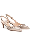 VALENTINO GARAVANI ROCKSTUD LEATHER SLINGBACK PUMPS,P00368151