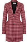 Balenciaga Hourglass Houndstooth Wool Blazer In Red