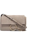 CHLOÉ FAYE SMALL LEATHER AND SUEDE SHOULDER BAG