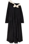 GUCCI OVERSIZED SILK-TRIMMED CREPE MIDI DRESS