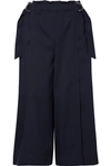 CHLOÉ CROPPED WOOL-DRILL WIDE-LEG PANTS