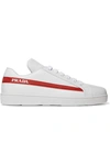 PRADA AVENUE LAST LOGO-EMBELLISHED LEATHER SNEAKERS