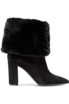 GIANVITO ROSSI 85 SUEDE AND FAUX FUR ANKLE BOOTS