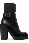 GIVENCHY AVIATOR SUEDE AND MESH-TRIMMED LEATHER ANKLE BOOTS