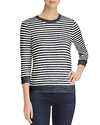MAJESTIC STRIPED BUTTON-BACK TEE,J064-FTS169M