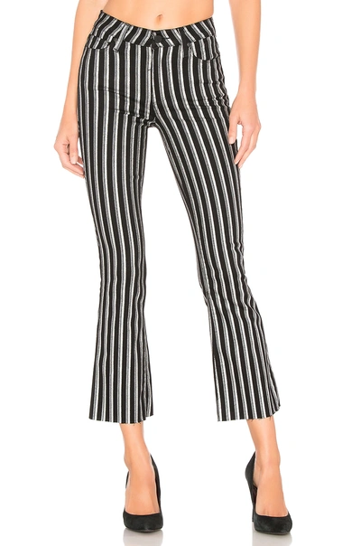Paige Colette Crop Flare Striped Jeans With Raw Hem In Silver Stripe