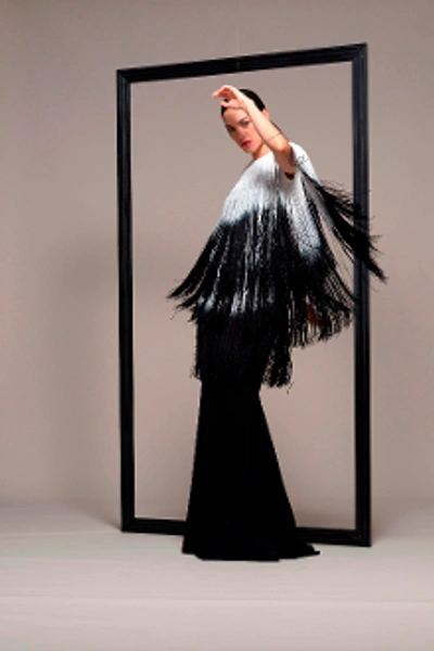 Isabel Sanchis Fringed Evening Gown