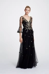 MARCHESA NOTTE Marchesa Notte Beaded Embroidered Evening Gown N30G0837,N30G0837