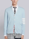 THOM BROWNE PASTEL BLUEMILANO STITCH COTTON 4-BAR V-NECK CARDIGAN,MKC171A0021913010173