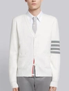 Thom Browne Stripe Sleeve Milano Stitch Cardigan In White