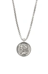 Degs & Sal Men's Greek Skull Coin 24" Pendant Necklace In Sterling Silver In Silver