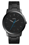Fossil Men's The Minimalist Black Stainless Steel Bracelet Watch 44mm Fs5308 In Black/ Blue