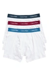 Calvin Klein 3-pack Boxer Briefs In White W/ Blue Spllbnd/ Fervent
