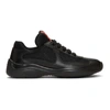 Prada Black Leather & Mesh Lace-up Sneakers