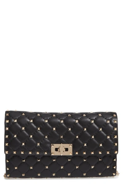 Valentino Garavani Rockstud Matelasse Quilted Leather Crossbody Bag In Nero