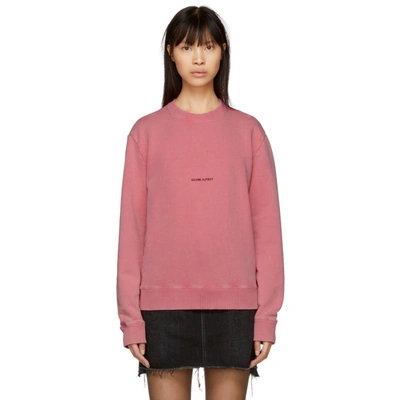 Saint Laurent Logo Sweatshirt In Pink