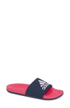 Adidas Originals Adilette Colorblock Logo Slide Sandal In Shock Pink