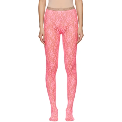 Gucci Pink Lace Tights In 5800 Lt Pin