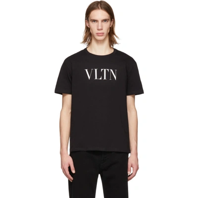 Valentino Vltn-print Crew-neck T-shirt In Black