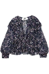 ISABEL MARANT ISABEL MARANT WOMAN MUSTER FLORAL-PRINT FIL COUPÉ SILK-BLEND GEORGETTE BLOUSE NAVY,3074457345619832335