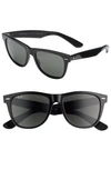Ray Ban 'classic Wayfarer' 50mm Polarized Sunglasses In Black/ Green P