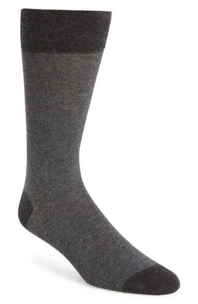 Cole Haan Men's Pique Knit Textured Crew Socks In Black