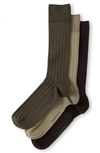 Calvin Klein 3-pack Wide Rib Socks In Chocolate Multi