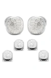 CUFFLINKS, INC WHITE PAVE CRYSTAL SHIRT STUDS & CUFF LINKS,OB-CRYST-SS