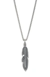 Degs & Sal Men's Feather Pendant Necklace In Sterling Silver In Silver
