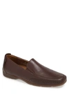 Mephisto Square Toe Leather Loafers In Dark Brown Smooth Leather