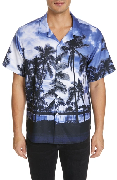 Noon Goons Camp-collar Printed Woven Shirt - Navy