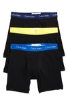 Calvin Klein 3-pack Boxer Briefs In Black W/ Sunbeam/ Blue Multi