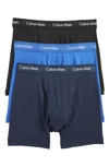 Calvin Klein 3-pack Stretch Boxer Briefs In Medium Blue Multi