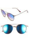 Ray Ban Mirrored Iridescent Round Double-bridge Flash Sunglasses In Gold/ Beige