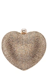 Nina Amorie Crystal Embellished Heart Minaudiere Clutch In Gold
