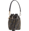 FENDI MON TRESOR STUDDED LOGO LEATHER BUCKET BAG - BLACK,8BS010-A67A