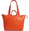 CLARE V LE ZIP LEATHER TOTE - RED,HB-TT-LZ-100007-LOD