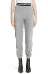 Alexander Wang T Intarsia-trimmed Stretch Cotton-blend Corduroy Tapered Track Pants In Heather Grey
