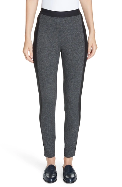 Eileen Fisher Patterned Contrast Stripes Pull-on Pants In Charcoal