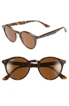 Ray Ban Highstreet 49mm Round Sunglasses - Dark Havana