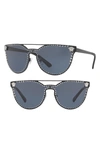 VERSACE MEDUSA STUD 145MM SHIELD SUNGLASSES - MATTE BLACK SOLID,VE217745-Z