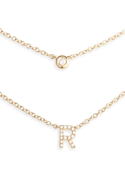 Ef Collection Diamond Bezel Initial Choker In Yellow Gold