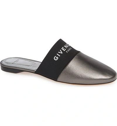 Givenchy 'bedford' Metallic-slipper In Gunmetal