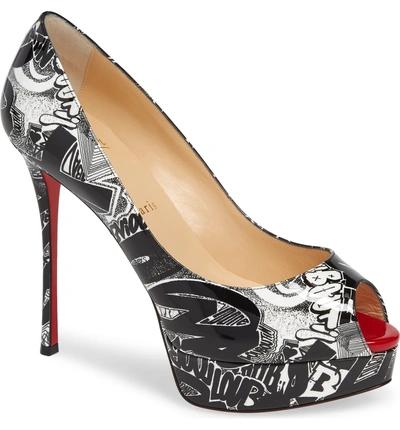 Christian Louboutin Fetish Peep 130 Printed Patent Leather Pumps In Multi