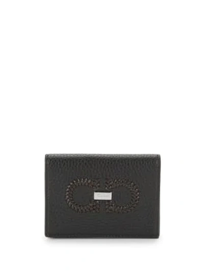 Ferragamo Firenze Logo Intreccio Leather Bifold Wallet In Black