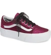 Vans Old Skool Platform Sneaker In Wild Aster/ True White