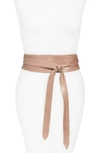 Ada Handmade Leather Wrap Belt In Taupe