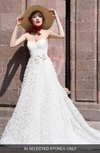 WATTERS CAERWYN SILK LACE & DOTTED TULLE STRAPLESS BALLGOWN,5081B