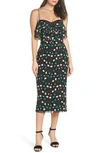 Cooper St Treasure Frilled Popover Sheath Dress In Black/ Pine Green