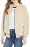 MOTHER THE SNAP FAUX SHEARLING LETTERMAN JACKET,3231-536